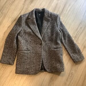 Banana Republic Oversized Italian Wool Blazer Herringbone Jacket - M